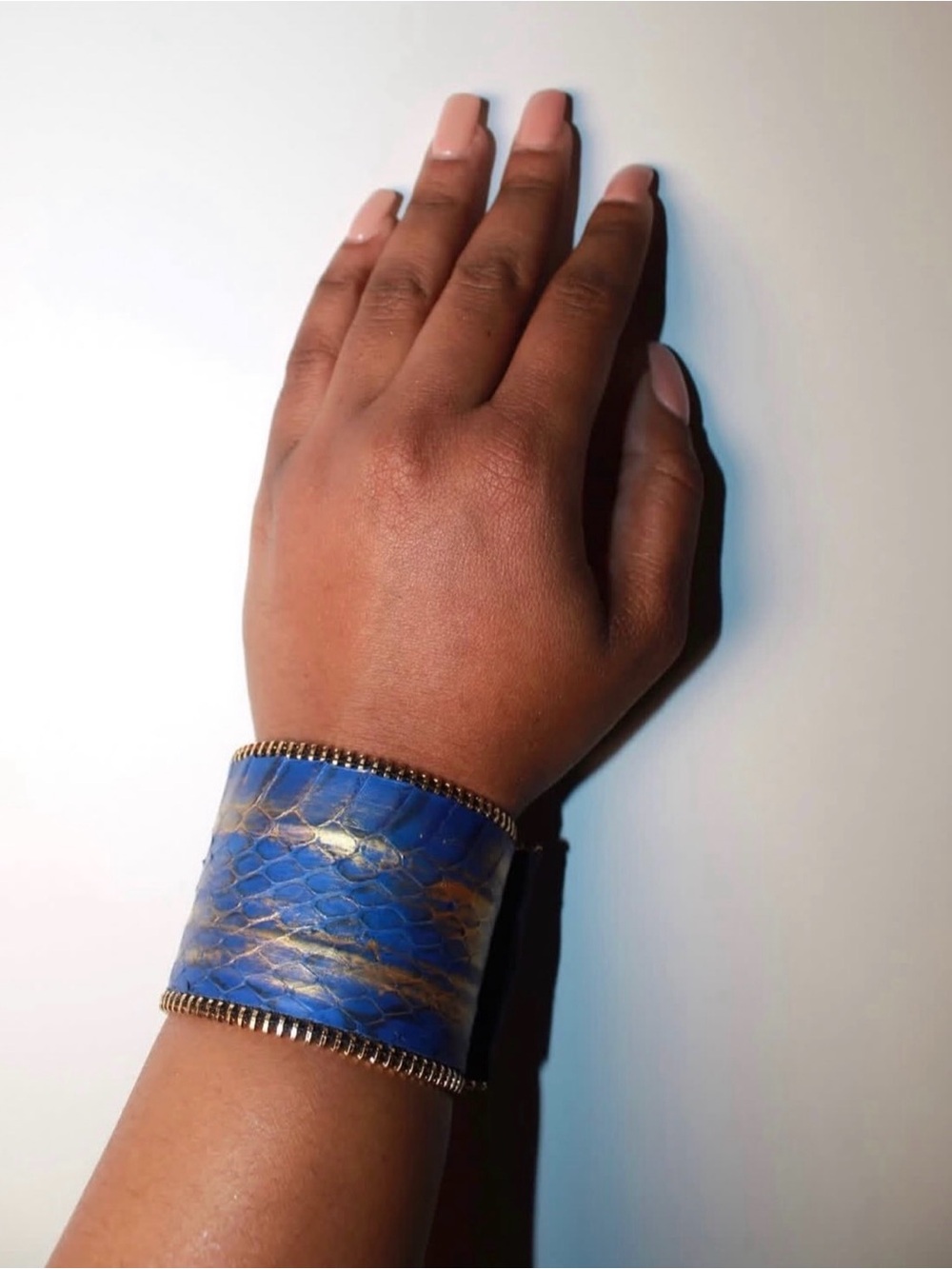 Blue Marbled Wide Cuff Bracelet - Unbranded